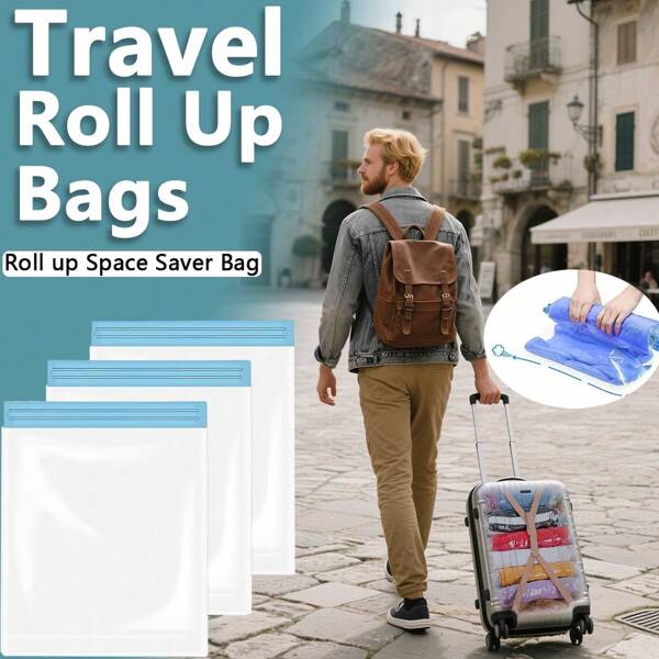 16 Bolsas de compresión de viaje, bolsas de compresión esenciales para viajar, bolsas de espacio ahorrativo al vacío para accesorios de crucero, artículos de viaje indispensables, bolsas de almacenamiento de viaje, cubos de embalaje de ropa, organizador de equipaje