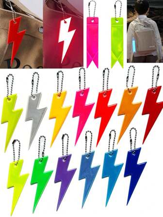 尖头闪电 PVC 反光吊坠钥匙扣 精致礼品 交通警示标志 背包挂饰
