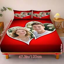 3pcs Couple Photo Print Bedspread Sheet Set, Mattress Protector (1 Bedspread + 2 Pillowcases, Pillowcases Not Included), Can Be Customized With Your Photo, Soft And Comfortable Bedding Set, Suitable For Family Bedrooms, Guest Rooms, Suitable For All Seasons, Personalized Home Decoration