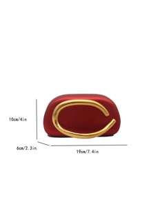 Unique High-End Metal Decor Box Clutch Bag, Women's New Fashion Evening Bag, Party Banquet Clutches, Chain Shoulder Crossbody Bag, Makeup Bag Phone Pouch