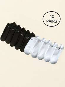 5 Pairs Women's Lightweight Cute Cartoon Pattern Breathable Invisible Ankle Socks, Summer - White - View 26