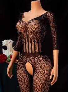 A Sexy Lingerie, Women's Sexy Skeleton Long-Sleeved Fishing Net Halter Leotard, A Must-Have For Fashion Lovers,Lingerie For Women,Sexy Lingerie For Women Naughty Outfits,Hand Washable,Lingerie For Women
