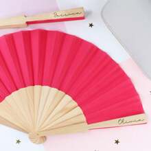 Personalised Wooden Wedding Fan - Custom Engraved Bridesmaid Gift For Summer Weddings, Monogrammed Keepsake For Bride/Mother Of Bride/Maid Of Honour - Handheld Bridal Party Fan With Names (Natural Wood, Gift Box)