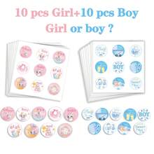 Set de 20 etiquetas creativas de niño o niña? para decoración de fiesta de baby shower