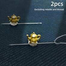 2 Pezzi di Mini Custodia Magnetica per Aghi con Disegno di Tazza da Tè - Ideale per il Ricamo, Artigianato e Cucito - Ottimo Organizzatore di Aghi e Fili per Appassionati di Cucito