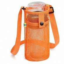 Poche en maille pour bouteille d'eau et téléphone portable. Sac de rangement portable pour tasse d'eau. Porte-bouteille d'eau avec sangle d'épaule réglable - Parfait pour la plage, l'extérieur, le sport, la randonnée, l'escalade, les accessoires de camping. Sacs essentiels de voyage, sacs de plage, sacs fourre-tout, sacs de maquillage, sacs de voyage d'été