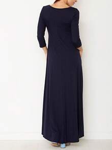 Boho Retro Vintage  Solid  Grey Color Block Color Sleeveless Grey Maxi Dress Racer | S-3X - 黑色 - 查看 3