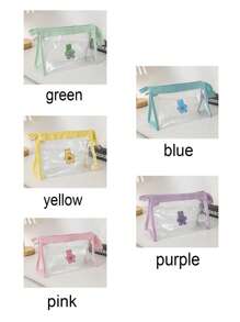 1 Stück Bären Muster transparente Federtasche, einfarbiges Reißverschluss personalisiertes Design Mäppchen, leicht und tragbar Kulturbeutel für Reisen, unverzichtbare Schulsachen für Schule und Schulzeit, Federmappe, Schultasche