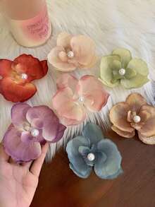 1 pieza Horquilla con flor, mariposa y orquídea simulada, ideal para sesiones de fotos, decoración de fiestas en la playa, elegante y hermoso regalo del Día de San Valentín, pasadores de pelo, accesorios para el cabello, pinzas para el cabello, artículos escolares