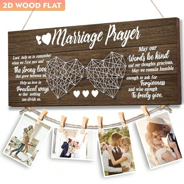1 Stück Holzhochzeitsjahrestags-Geschenk, Hochzeitsthema braunes Rechteck mit 8 Klammern Holzfotoclip zum Aufhängen, Brautgeschenk für Braut und Bräutigam, Verlobungsgeschenk für Neuvermählte, Valentinstag-Geschenk, Gebetsclip für Hochzeitslocation, Hochzeitstag, Verlobungsfeier und andere Anlässe, Geschenk für Braut und Bräutigam, Sommergeburtstags-Geschenke, Strandausrüstung, Schulsachen, Raumdekoration
