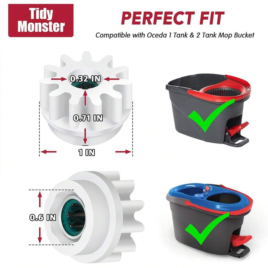 Bearing Replacement For OCedar Mop Bucket - Easy Fix For O-Cedar Easywring Bucket System. 2 Pack One Way Clutch Gear Sprockets Repair Compatible With 90% Rotation Mop Bucket On The Market. - 1 - View 1