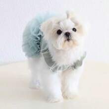Vestido de princesa con mangas con volantes para perros y gatos pequeños como poodle, bichón frisé, pomerania, maltés, Yorkshire Terrier, etc. Atuendo para fiesta de cumpleaños, primavera/verano
