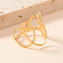 Un anello in acciaio inossidabile nicchia e creativo, con linee irregolari e aperture regolabili, adatto per le donne da indossare quotidianamente o a banchetti festivi