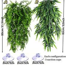 32-calowe rośliny gadów, jaszczurki, gekony, dekoracja siedlisk, brodate smoki, żółwie, chomiki, węże, pustelniki, rośliny pnące - z przyssawkami, odpowiednie do: szklanych pojemników - akwariów - akcesoriów do hodowli - Wielokolorowe - Zobacz 2