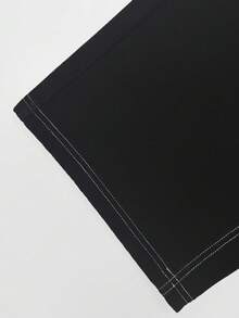 男士黑色刺绣字母先锋街头休闲七分长牛仔短裤 - 黑色 - 查看 9