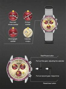 MEGIR MEGIR Luxus Quarz Uhren für Herren, Leinwand Armband, Sport Lässig Chronograph, leuchtende, wasserdichte Herren Armbanduhr mit Datum und 24-Stunden-Anzeige 2247