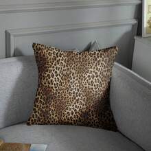 4件套豹纹非洲动物装饰枕套，适用于家居装饰、沙发和房间家具装饰，单面设计，不含枕芯。 - 咖啡棕 - 查看 8