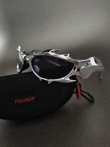 1 Set Edgy Dragon Shaped Personalized Cycling Gear, Metal Electroplated Dragon Totem 3D Printed Spiked Rivet Original Designer Stereoscopic Styling, Suitable For Boys Cycling Sports Outdoor, Y2K Styled (Patented Design, Assorted Styles), Includes Glasses Case, Glasses Strap, Glasses Cloth - Multicolor - View 9