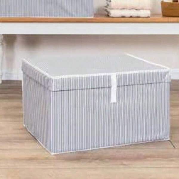 MADE IN TURKEY Multipurpose Storage Box Maxi – 50x40x30 Cm Foldable Organizer With Cardboard Support – Durable Nonwoven Spunbond Fabric