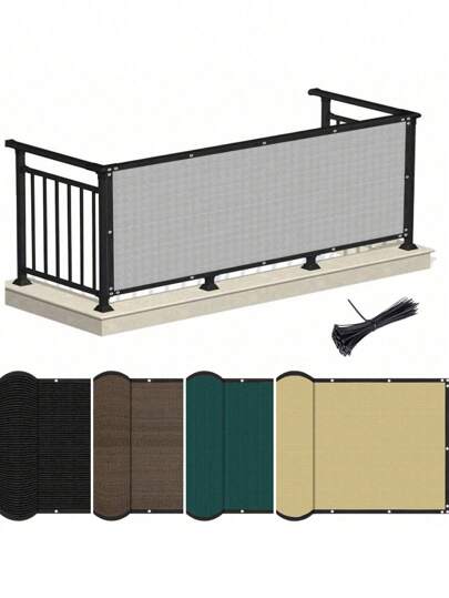 1 Stück 3ft (ca. 91cm) Sichtschutzwand - Windbeständige Mesh Zaun Abdeckung (mit Kabelbindern) - Strapazierfähige Outdoor Barriere für Terrassen, Apartments, Veranden und Patios - Grau