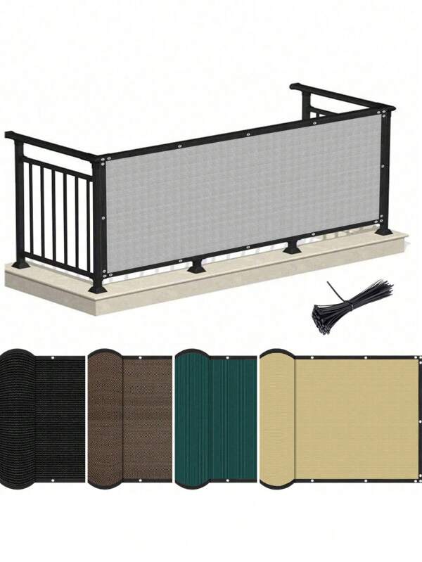 DELLNA 1pc 3ft Privacy Screen - Wind Resistant Mesh Fence Cover (With Cable Ties) - Durable Outdoor Barrier For Decks, Apartments, Porches And Patios - Gray