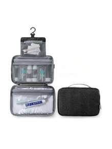 Bolsa de Higiene de Gancho Pendente com Grande Capacidade, Bolsa de Maquiagem À Prova D'água Dobrável, Organizador de Viagem, Bolsa Cosmética, Bolsa de Maquiagem, Bolsa de Viagem de Higiene, Bolsa de Armazenamento de Maquiagem para Mulheres, Bolsa de Armazenamento de Maquiagem e Lâminas, Organizador de Maquiagem Multifuncional para Praia, Férias, Negócios, Materiais Escolares para Estudante, Trabalhador de Escritório