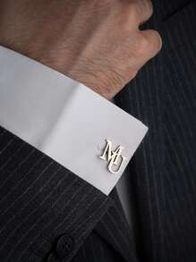 1 Par de gemelos minimalistas con letra mayúscula personalizada,gemelos con placa de nombre personalizada para hombres,gemelos de traje chapados en oro de 18K con diseño personalizado,regalo elegante para novio,regalo del Día del Padre,regalo del Día de San Valentín,regalo de Navidad
