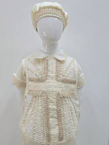 Traje Niño con estola Elegante conCristal bordado a mano Ceremonia Fiesta Bautizo Boda Cumpleaños Conjunto completo Saco Camisa Pantalón con tirantes moño Formal Niño evento especial ceremonia religiosa - Beis - Ver 5