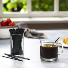 500/400/300/200/100pcs 5-Inch Tall Plastic Coffee Stirrers & Straws, Fashionable Black Design, Suitable For Hot/Cold Beverages, Cocktails, Coffee Stations & Break Rooms Back To School