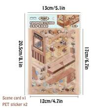 PET2.5D Landscape Sticker Little Corner Series Cartoon Miniature House Children's Fun Collage, School Supplies,Back To School