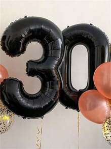 40 pulgadas Globos de aluminio jumbo negros con números del 0 al 9, decoraciones de fiesta reutilizables con 1 accesorio de globo gratis, adecuado para cumpleaños, aniversarios, ocasiones especiales, decoración de fiesta, decoración de habitación, accesorio de fotografía
