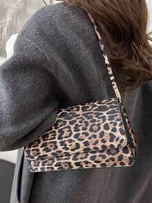 Túi đeo vai họa tiết da báo thời trang cổ điển thanh lịch Ví nữ họa tiết da báo tiệc tùng tiệc tùng thời trang đường phố đa năng - Màu Khaki - Xem 3