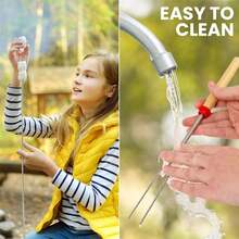 Marshmallow Roasting Sticks Set, Extendable 32in Long Metal Barbecue Skewers With Wooden Handle, For Marshmallow, Hot Dogs, Camping, BBQ, Grill - Multicolor - View 7