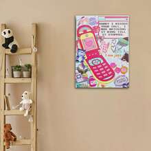 Framed Canvas Framed Poster Y2K Aesthetic Poster Pinterest Shuffle Collage Print Hot Pink Print Groovy Funky 70s Style Print Dopamine Decor Girly Dorm Room Decor For Home Office, Living Room, Bedroom, Kitchen, Bathroom, Indoor Artwork For All Seasons - Framed - View 3