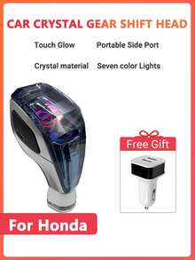 XUDA 新款水晶换档旋钮，带 7 色 LED 灯，即插即用，侧端口，握感舒适，防刮，适用于雷克萨斯、三菱、奥迪、奔驰等车辆 - 銀色 - 查看 16