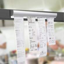 1 PC Non-Perforated Aluminum Alloy Sliding Ticket Holder, Restaurant Order Holder, Kitchen Order Holder, Office File Folder, Memo Storage, Invoice Holder, Wall-Mounted Takeout Receipt Organizing Rack, Suitable For Takeout, Waiter's Bill Holder, Restaurant, Kitchen And Food Truck Bill Holder.