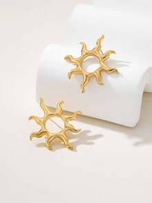 1 对欧美简约几何不对称海星形百搭耳钉女士耳环，热销