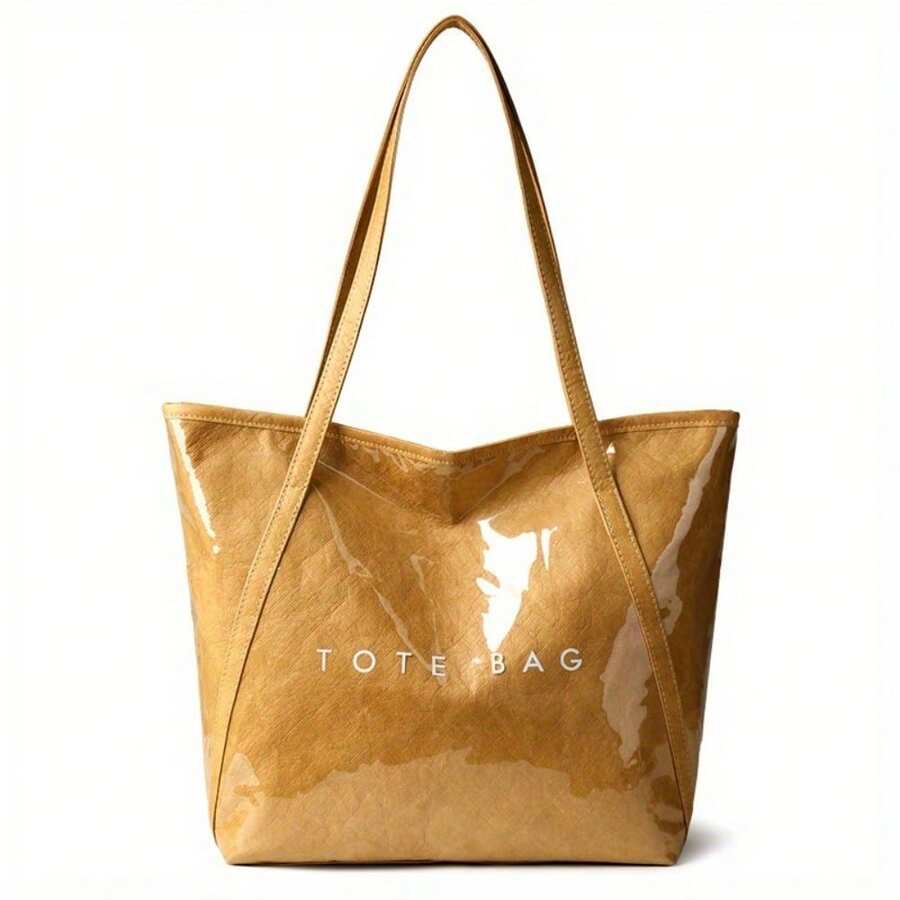 Túi Tote Thư Cổ Điển Cho Nữ, Túi Xách Thời Trang Tối Giản Dung Tích Lớn Cho Phụ Nữ Đi Làm Hàng Ngày - màu nâu - Xem 1