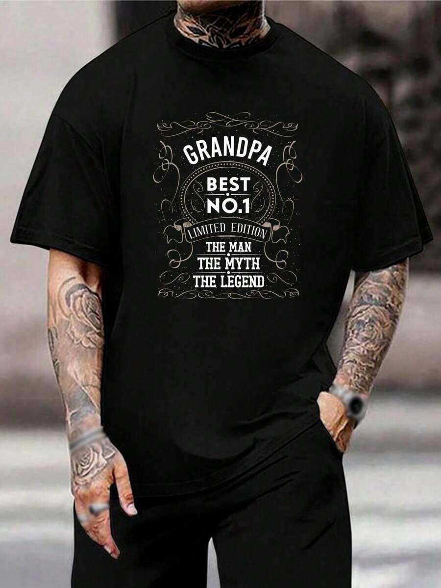 Camiseta de edición limitada para abuelo - El mejor abuelo de todos - Regalo para el Día del Padre, cumpleaños - El hombre, el mito, la leyenda - Para abuelos y maridos - Negro - Ver 1