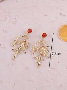 2pcs Coral Shape Earrings, Luxury Niche Coral Stud Earrings, Beach Style Fashion Personalized Jewelry Accessories, Summer Wear For Women