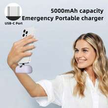 LUCKYDUO 小型 USB C 便携式充电器，5000mAh 超紧凑型 PD 20W 快速充电迷你移动电源，带 LCD 显示屏，旅行电池组，兼容 IP 16/15 和其他 Type-C Android 手机，适合夏季假期户外旅行/露营和应急备用移动电源，适合送给家人、朋友、生日电量显示的礼物 - 粉色 - 查看 6