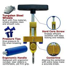一套二合一玻璃瓷砖切割工具套装，包含手动金刚石瓷砖切割滚轮、高强度陶瓷切割器、瓷砖开槽器和建筑工具。[二合一瓷砖玻璃切割器] 集成切割刀片和破损钳，无需购买其他工具即可轻松完成项目，节省成本。 - 彩色 - 查看 11