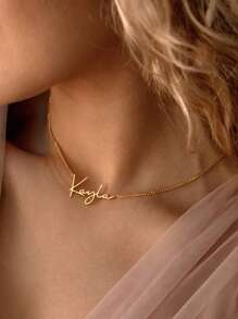 1 peça colar personalizado com nome lateral, aço inoxidável, gargantilha feminina, pingente, corrente cubana, joia de aniversário, presente