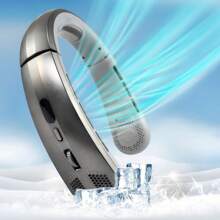 1pc New Intelligent Sliding Speed Adjustable Neck Fan With Type-C Charging, Long-Lasting Battery, LED Display, Bladeless Portable USB Mini Fan For Outdoor, Student, Home, Office, Travel, Fishing - Silent High Airflow