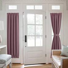 Local Warehouse- Door Curtain Panel, Grey French Door Curtains Blackout Thermal Insulated Curtain Sidelight Privacy For Window/Living Room/Doorways/Classroom (25W By 72L Inches, 1 Panel) - Dry Rose - 查看 9