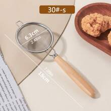 Multi-Function Filtering Mesh Scoop - Kitchen Baking Coffee Soy Milk Strainer Tool [Super Fine 304 Stainless Steel Mesh + Wooden Handle], Egg White Separator, Milk Tea Shop Commercial Flour Sifter, Home Use Sesame Coffee Powder Sieve, Thick Anti-Leakage Durable Easy To Clean, Suitable For Home And Commercial Use