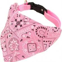 1pc Adjustable Printed PU Triangle Pet Bib For Medium-Sized Dogs Including Leash Hook - Pink - View 13