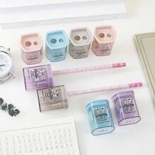 4pcs Kids Cartoon Simple Dual-Hole Pencil Sharpeners (Random Colors/Shapes), Creative Rotary Pencil Sharpener, Cute Pencil Shaver, Portable Stationery For Students Back To School