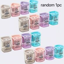 4pcs Kids Cartoon Simple Dual-Hole Pencil Sharpeners (Random Colors/Shapes), Creative Rotary Pencil Sharpener, Cute Pencil Shaver, Portable Stationery For Students Back To School