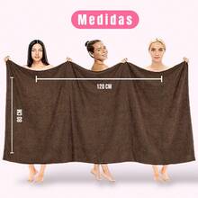 TOALLA EXTRA GRANDE BAÑO COMPLETO, 100% ALGODÓN MEXICANO, SI SECA, LA CENEFA PUEDE VARIAR CALIDAD PREMIUM - Café integral - Ver 2